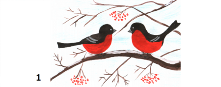 Рисование Снегирь на ветке