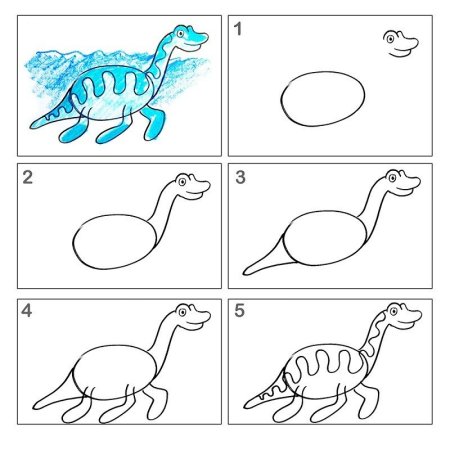 Схема рисования динозавра