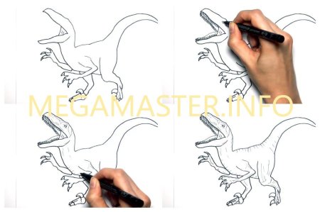 Динозавр рисунок карандашом