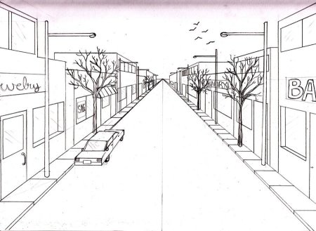 Линейная перспектива здания уходящие вдаль