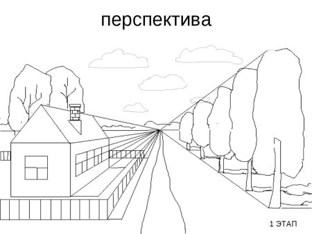 "Линейная перспектива" - пейзаж "Тоскана"