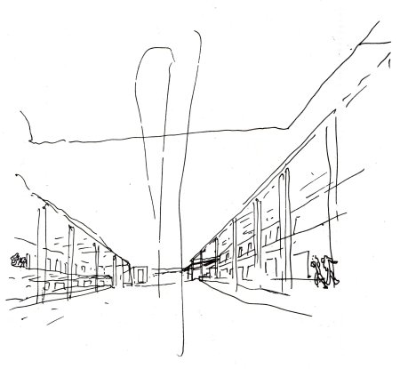 Наброски с линейной перспективой города