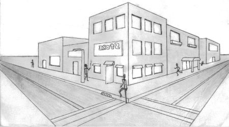 Перспектива с 2 точками схода улица