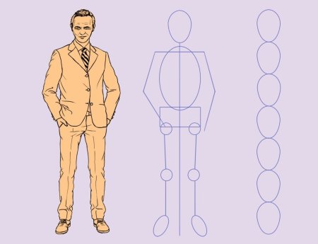 Рисунок человека в полный рост карандашом