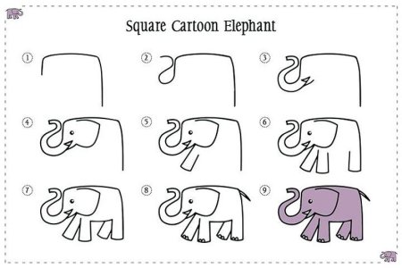 Как нарисовать слона поэтапно
