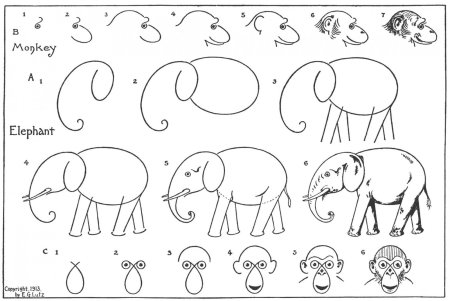 Слон пошаговое рисование