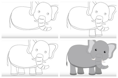Схема рисования слона для детей 4-5 лет
