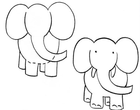 Поэтапное рисование слона
