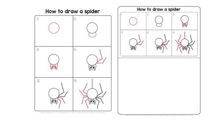 Рисунок паука поэтапно (53 фото)