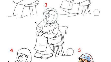 Рисунок бабушки поэтапно