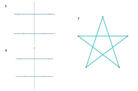 Начертить пятиконечную звезду с помощью циркуля