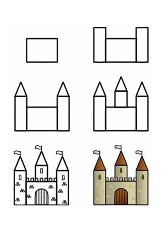 Объемные здания рисунки простые