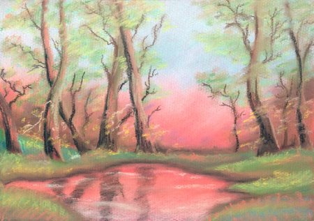 Весенний пейзаж пастелью