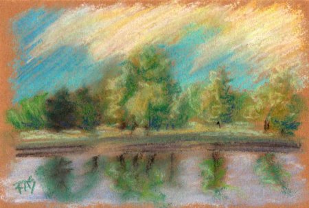 Пейзажи пастельными мелками