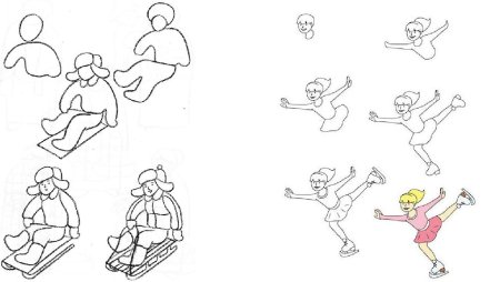 Поэтапное рисование человека в движении