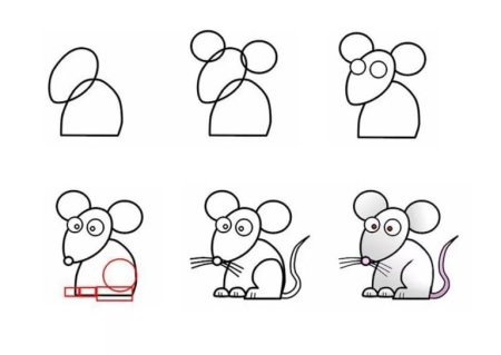 Схема рисования мышки для детей