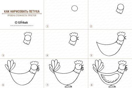 Поэтапное рисование петуха для детей