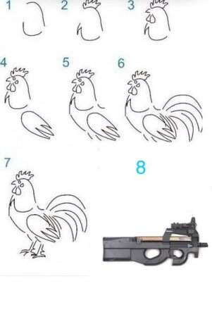 Поэтапное рисование петушка