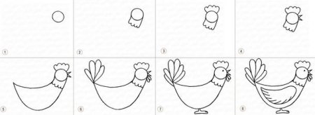 Обвести и раскрасить петуха