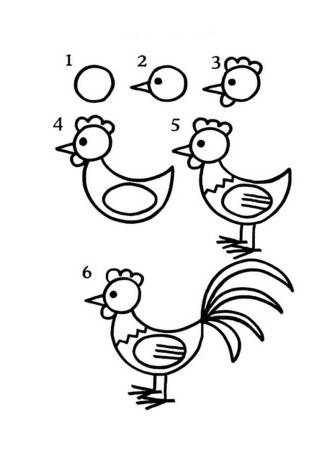Курица поэтапное рисование