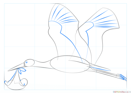 Рисование аиста поэтапно
