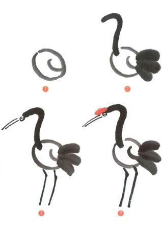 Журавль поэтапное рисование