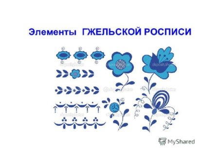 Гжельская роспись элементы росписи для детей
