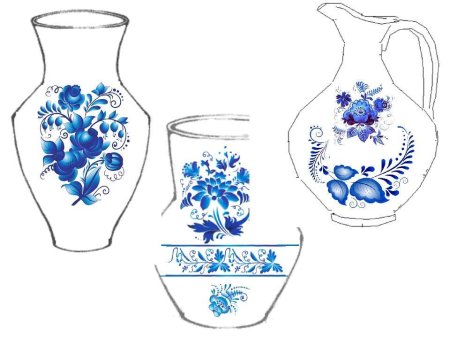 Посуда по мотивам гжельской росписи для детей