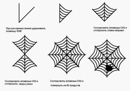 Как нарисовать паутину поэтапно