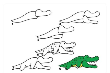 Поэтапное рисование крокодила