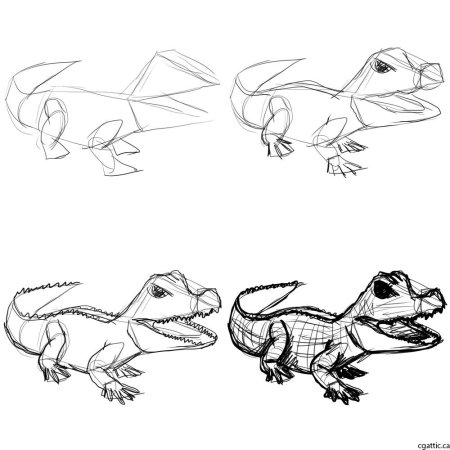 Как нарисовать крокодила поэтапно для детей
