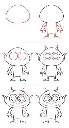 Поэтапное рисование монстриков