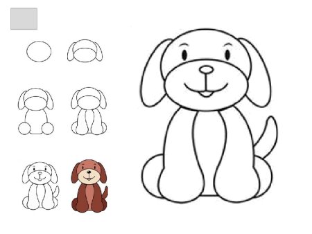Схема рисования собаки для дошкольников