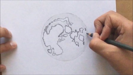 Как нарисовать луну карандашом поэтапно