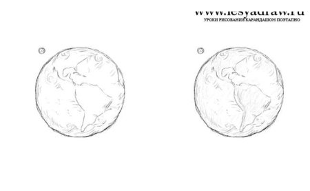 Земля и Луна рисунок карандашами