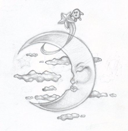 Рисунки для срисовки Луна