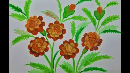 Рисуем бархатцы с детьми