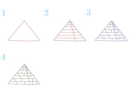 Поэтапное рисование пирамиды