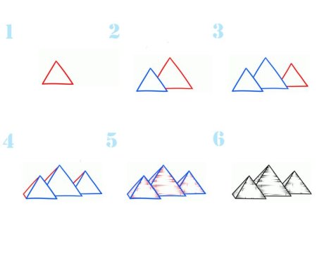 Методика рисования пирамиды поэтапно