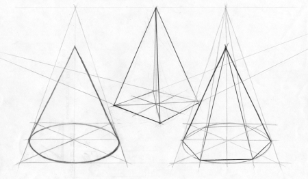 Построение конуса Академический рисунок