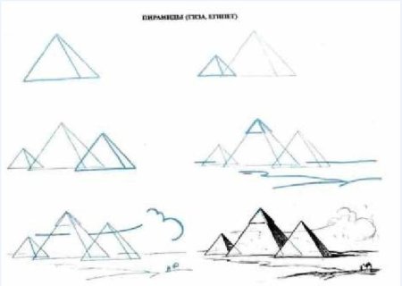 Поэтапное рисование пирамиды Хеопса