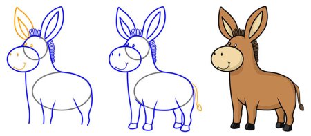 Рисование для детей ослик