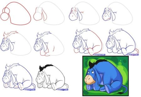 Рисование ослика поэтапно