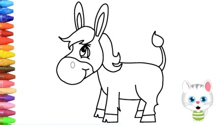 Поэтапное рисование осла