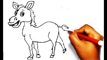 Поэтапное рисование осла