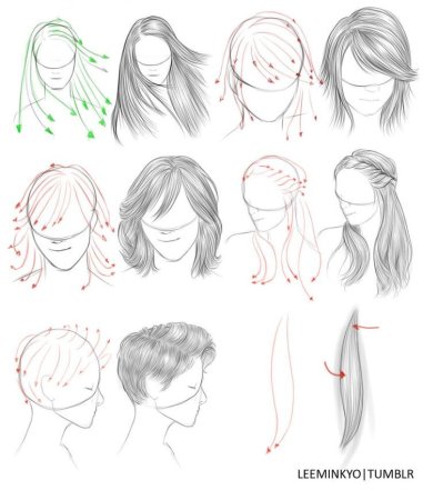 Поэтапное рисование волос