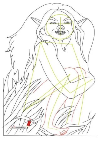 Кикимора рисунок карандашом для срисовки