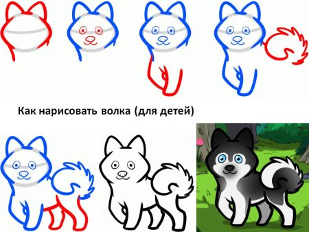 Поэтапное рисование волка