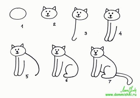 Схема рисования кошки в старшей группе