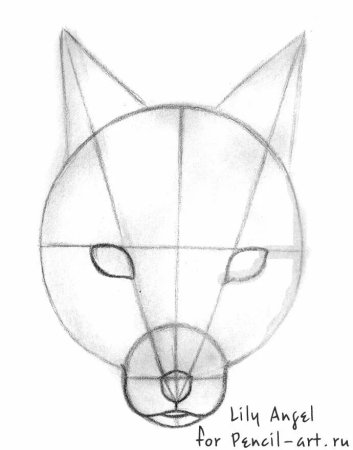Поэтапное рисование морды лисы